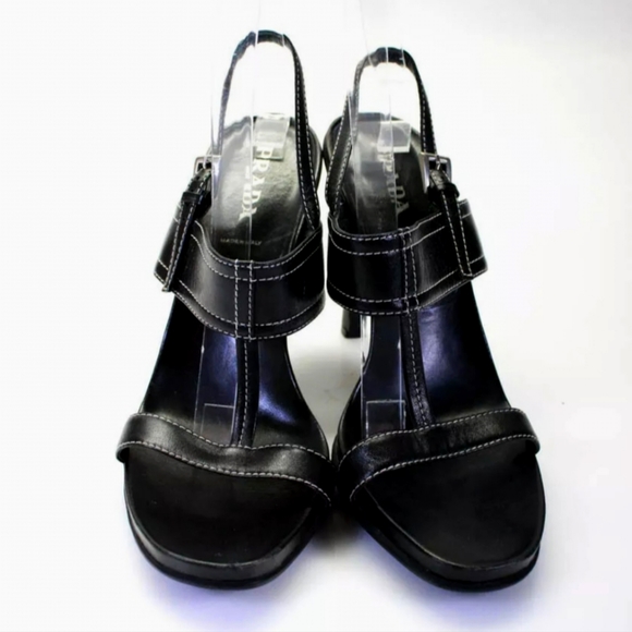 Prada like new black heel sandals size 10 - Picture 1 of 7